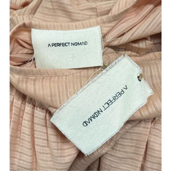 A Perfect Nomad 100% Organic Cotton SYMI V Neck Tiered Dress in Sand NWT OSFM - Picture 5 of 6